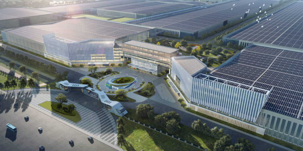 Modulfabrik, Shanxi, Jinko Solar, Luftaufnahme