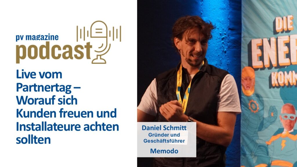 Daniel Schmitt auf dem Memodo vom Partnertag in Berlin, Podcast Speakerframe